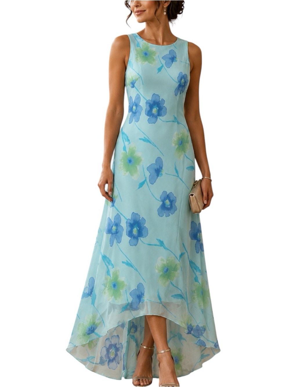 Vintage 90s Giorgio Fiorlini Floral Maxi Dress Size 9/10 Watercolor Flaw See Pic